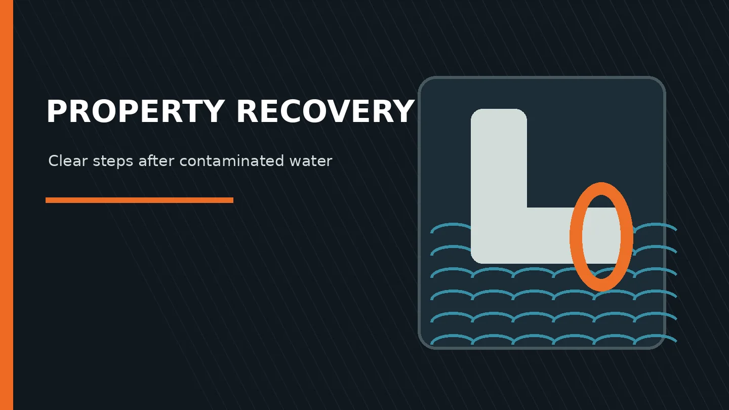Water damage restoration planning and property recovery illustration